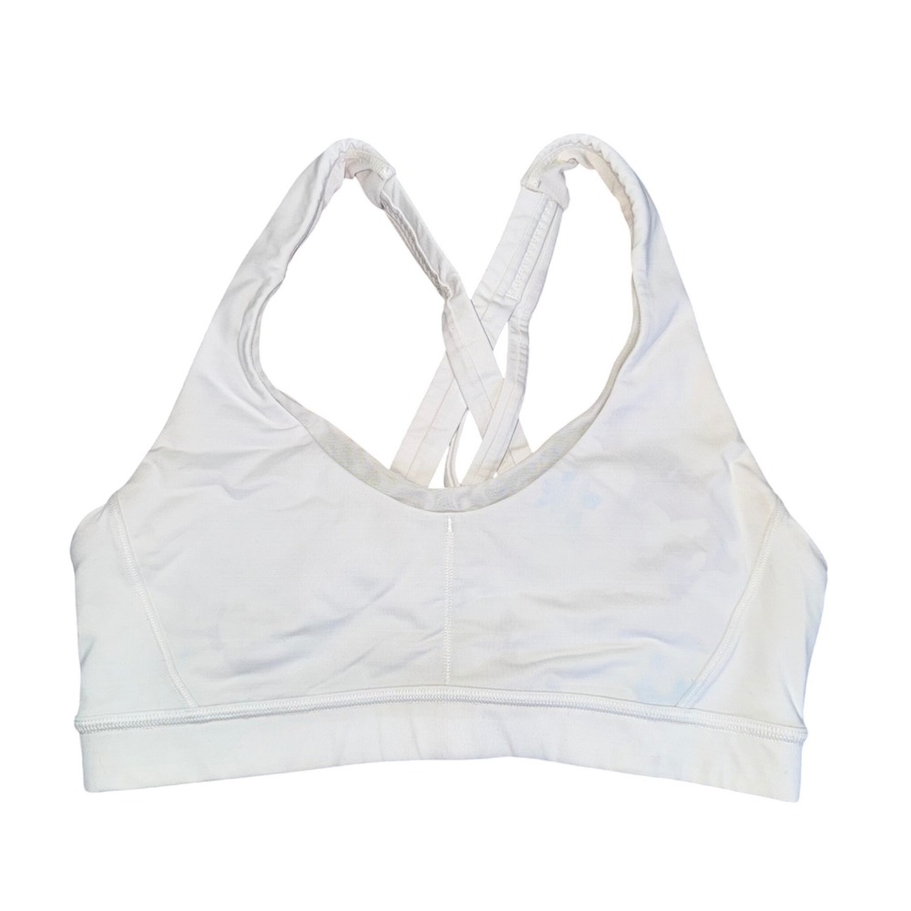 Lululemon Energy Bra Women 6 White Fair Strappy Crossback Sports Bra